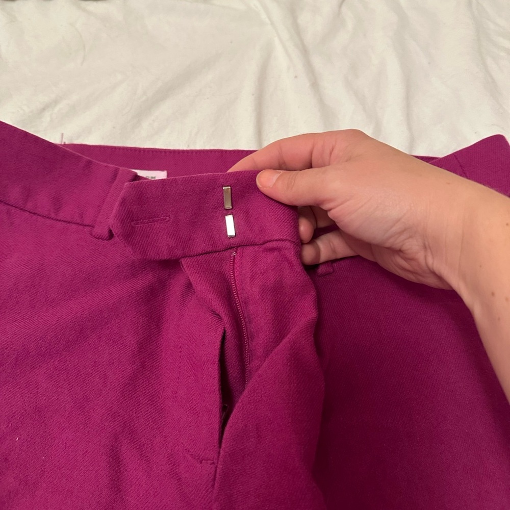 LOFT Petite 6P Riviera Linen Blend Slim Pants in Magenta - Picture 6 of 6